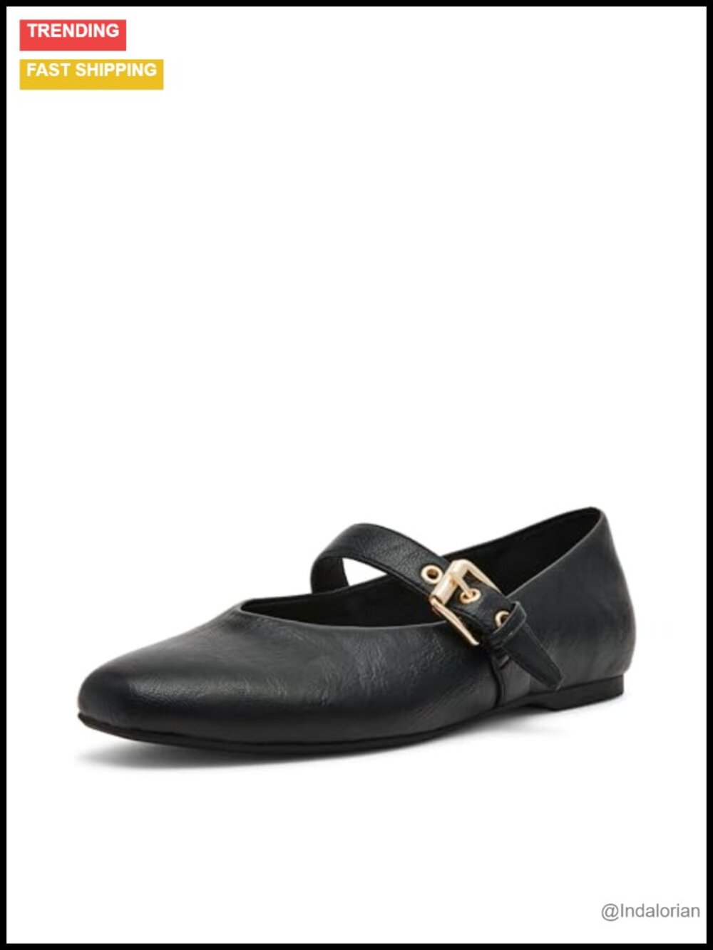 Mulaney Ballet Flat PU Round Toe Buckle Pull-On Casual